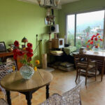 Christiane, host family in Grenoble, welcoming international students into her bright apartment.